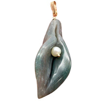 Load image into Gallery viewer, Fancy Jasper Calla Lily 14K Gold Filled Pendant | 1 3/4" Long | Green |