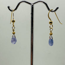 Load image into Gallery viewer, Tanzanite 14K Gold Filled Drop Wire Wrap Earrings | Lavender | 1 Inch Long |