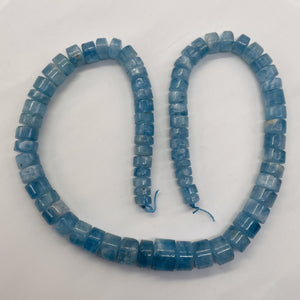 Aquamarine Gem Graduated Wheel Bead 17" Strand | 12x9 - 7x4mm | Blue | 76 Beads|