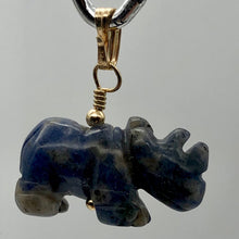Load image into Gallery viewer, Sodalite Rhinoceros Pendant Necklace|Semi Precious Stone Jewelry|14k Pendant