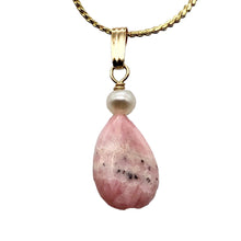 Load image into Gallery viewer, Rhodochrosite and Pearl 14K Gold Filled Pendant | 1 1/8 Inch Long |