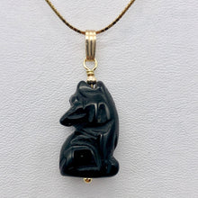 Load image into Gallery viewer, Obsidian Wolf Pendant Necklace | Semi Precious Stone Jewelry | 14k Pendant