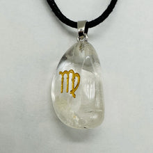 Load image into Gallery viewer, Zodiac Virgo Quartz Stone Oval Pendant | 1 1/2" Long | Clear | 1 Pendant |