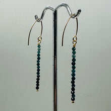 Load image into Gallery viewer, Sapphire AAA Faceted Bead Yellow Gold Earrings | Blue, Dark Blue | 2" Long|