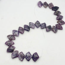 Load image into Gallery viewer, Natural Lepidolite Fan Bead Half-Strand | 25x18x6mm | Purple | Fan | 11 beads |