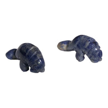 Load image into Gallery viewer, Grace 2 Carved Blue/White Sodalite Manatee Beads | 21x11x9mm | Purple