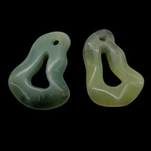 Load image into Gallery viewer, Serpentine New Jade 21g Irregular Loop Pendant Beads| 53x40x8mm | Green| 2 Beads