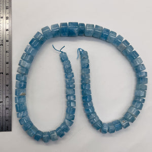 Aquamarine Gem Graduated Wheel Bead 17" Strand | 12x9 - 7x4mm | Blue | 76 Beads|
