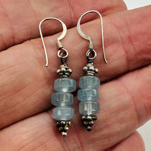 Load image into Gallery viewer, Aquamarine Dangling Sterling Silver Earrings | 1 1/2" Long | Blue, Silver |