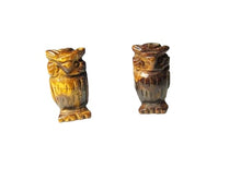 Load image into Gallery viewer, 2 Wisdom Carved Tigereye Owl Beads