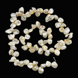 Keishi 16" Strand Cornflake FW Pearls | 9x7 to 8x6x3mm | Silver White | 70 |