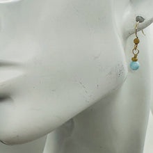 Load image into Gallery viewer, Natural Hemimorphite Yellow Gold 14kgf Earrings | 1 1/2" Long | Blue | 1 Pair |