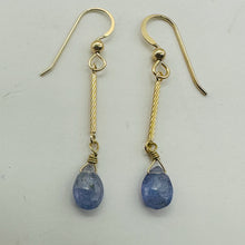 Load image into Gallery viewer, Tanzanite 14K Gold Filled Dangle Wire Wrap Earrings | Lavender | 1 Inch Long |