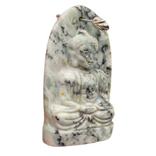 Load image into Gallery viewer, Harmony Stone Jade Buddha Pendant Bead | 50x30mm | Green White | 1 Pendant Bead|