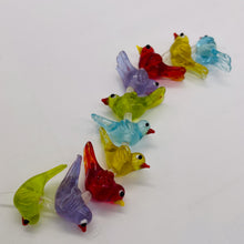 Load image into Gallery viewer, Lampwork Glass Birds | Blue, Yellow, Red, Green, Purple | 25x12x8mm | 10 Beads |