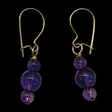 Load image into Gallery viewer, Amethyst 14K Gold Filled Exotic Drop Earrings | Purple/Gold | 2 1/4" Long |