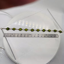 Load image into Gallery viewer, Amber Sterling Silver Bezel Set 8x6mm Stones | 7 1/2" Long | Green | 1 Bracelet|