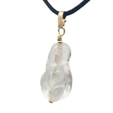 Load image into Gallery viewer, Hand Carved Quartz Female Laughing Buddha Pendant with 14k Gold Filled | 1 3/4"