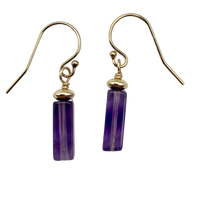 Load image into Gallery viewer, Royal Natural Amethyst 14K Gold Filled Drop Earrings | 1 1/4 inch long |