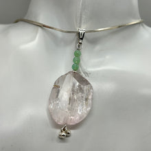 Load image into Gallery viewer, Kunzite, Chrysoprase Sterling Silver Pendant | 2 1/4" Long | Clear | 1 Pendant|