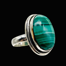 Load image into Gallery viewer, Gemstone Oval Malachite Sterling Silver Ring | Size 7 | Green | 1 Ring |