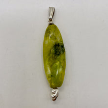 Load image into Gallery viewer, Serpentine New Jade Sterling Silver Round Marquis Pendant | 2" Long | Green | 1}