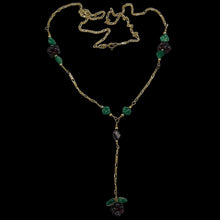 Load image into Gallery viewer, Garnet Berry & Carved Aventurine Leaf Lariat 200011