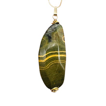Load image into Gallery viewer, Ocean Jasper 14K Gold Filled Long Pendant | 2 1/2" Long| Green, Gold| 1 Pendant|