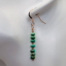 Load image into Gallery viewer, Unique Natural USA Turquoise 14K Rose Gold Filled Earrings | Blue | 1 1/2" Long|