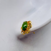 Load image into Gallery viewer, Aventurine Gold Trimmed Sterling Silver Oval Earrings| 7x4mm | Green | 1 Pair |