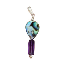 Load image into Gallery viewer, Amethyst, Abalone Sterling Silver Pendant| 1 3/4" Long| Purple, Blue| 1 Pendant|