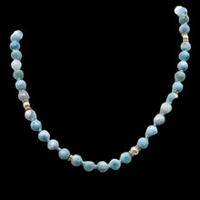 Load image into Gallery viewer, Larimar and Pearl 19 inch Designer Necklace | 19" | Blue White Gold | Necklace
