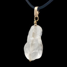 Load image into Gallery viewer, Hand Carved Quartz Female Laughing Buddha Pendant with 14k Gold Filled | 1 3/4"