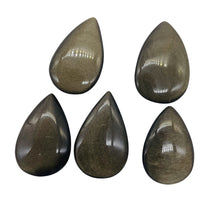 Load image into Gallery viewer, Gold Sheen Obsidian Not Drilled Teardrop Worry Stone | 45x30x12mm | Golden | 1 |
