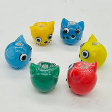 Load image into Gallery viewer, Kitty Cat Ceramic Round Beads | 15mm | Multi-Color | 6 Beads |