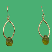 Load image into Gallery viewer, Natural Green Peridot Briolette &14k Earrings 200867