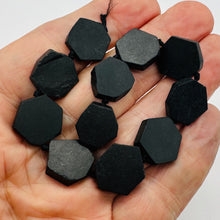 Load image into Gallery viewer, Black Stone - Africa Hexagon Bead Half Strand| 17x15x5mm| Black Matte| 11 Beads|