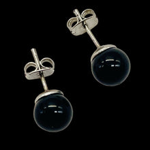 Load image into Gallery viewer, Fashion Onyx Stud Round Earrings | 8mm | Black | 1 Pair |