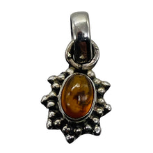 Load image into Gallery viewer, Amber Sterling Silver Bezel Set Pendant | 1/2" Long | Amber | 1 Pendant |