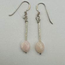 Load image into Gallery viewer, Pink Peruvian Opal Faceted Oval & Stardust Sterling Silver Tube Earrings 5827B