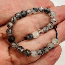 Load image into Gallery viewer, Shine! Natural Untreated Tourmalated Quartz Faceted Round Bead Strand | 6 mm |