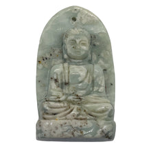 Load image into Gallery viewer, Harmony Stone Jade Buddha Pendant Bead | 50x30mm | Green White | 1 Pendant Bead|