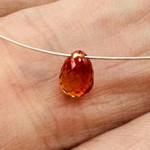 Load image into Gallery viewer, Sapphire, Faceted Padparadscha .88ct Briolette Pendant Bead | 6x4mm| Orange| 1 |