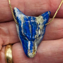 Load image into Gallery viewer, Sodalite Carving Wolf Head Pendant Bead | 40x30x10mm | Blue White | 1 Bead |