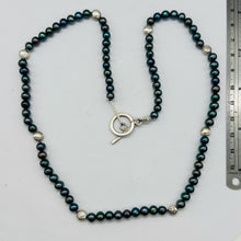 Load image into Gallery viewer, Dramatic Blue Rainbow Peacock Freshwater Pearl Sterling Silver 20" Necklace