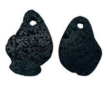 Load image into Gallery viewer, Lava Stone Carved Teardrop Pendant Beads | 55x38x6mm | Black | 2 Beads |