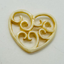 Load image into Gallery viewer, Delicate Carved Waterbuffalo Bone Heart Bead 10743