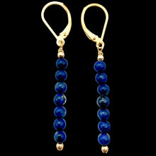 Load image into Gallery viewer, Lapis Lazuli and 14K gf Semi Precious Stone Earrings | 4mm Lapis | 2" Long |