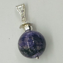 Load image into Gallery viewer, Charoite Sterling Silver Pendant | Purple, White | 1 3/4" Long |