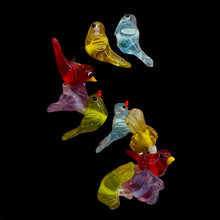 Load image into Gallery viewer, Lampwork Glass Birds | Blue, Yellow, Red, Green, Purple | 25x12x8mm | 10 Beads |